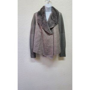 BNCI By Blanc Noir Womens Gray Draped Shawl Neckline Knit Long Sleeve Cardigan S